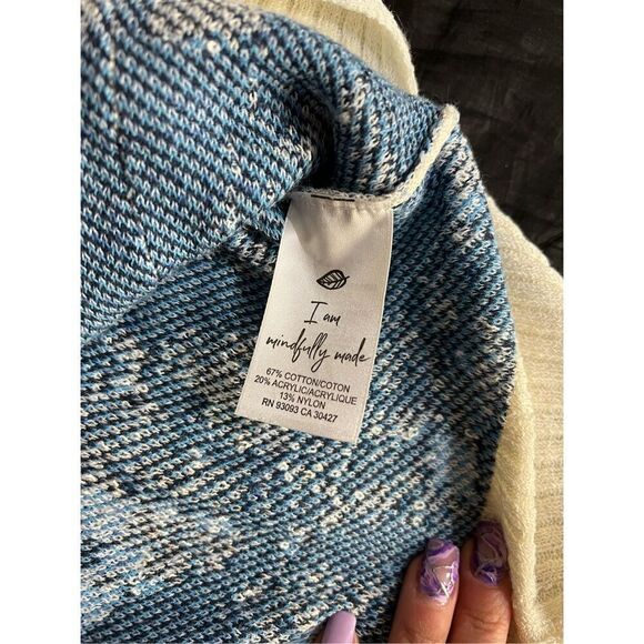 Nic+Zoe Top Womens Size Small Blue Multi Atlantic Pacific Button Cardigan NWT - Picture 5 of 11